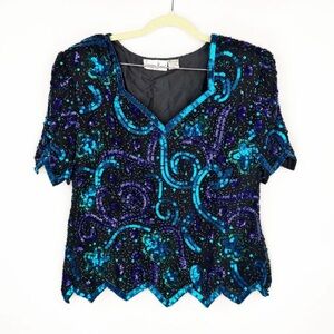 VINTAGE SEQUIN FORMAL TOP SZ 16/18